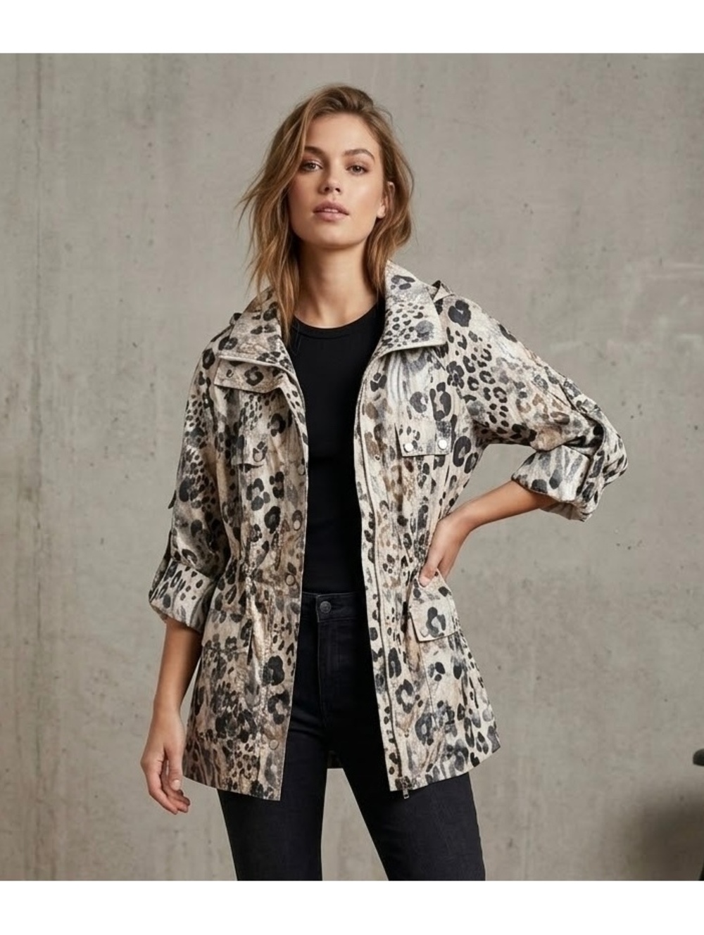 Berek Women's Leopard Print Lightweight Jacket Medium